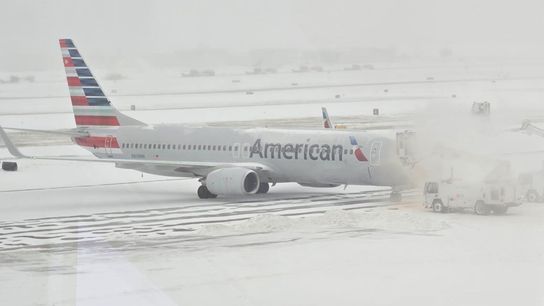 Bitter Cold Grounds Flights, Strands Travelers at Lambert. Photo by KSDK 5 On Your Side